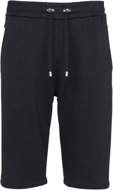 Balmain Cotton shorts with flocked Paris logo Zwart Heren