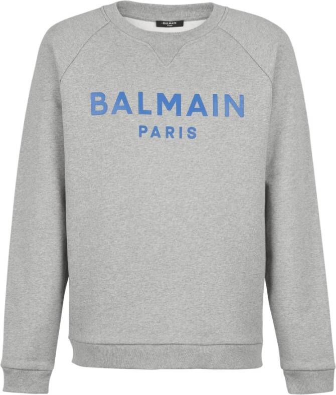 Balmain Katoenen sweatshirt met Paris logo print Gray Heren