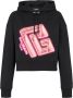 Balmain Cropped hoodie with neon printed labyrinth logo Zwart Dames - Thumbnail 1