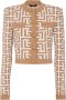 Balmain Cropped knitted cardigan with maxi monogram Beige Dames - Thumbnail 1