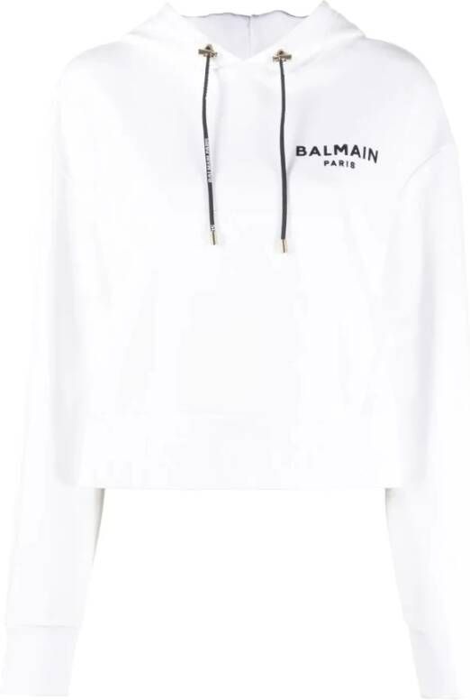 Balmain Ecologisch ontworpen katoenen sweatshirt met geflockt logo White Dames