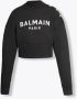 Balmain Ecologisch verantwoorde katoenen cropped sweatshirt met logo print Black Dames - Thumbnail 1