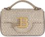 Balmain B-Buzz Mini Raffia Tas met Strass-steentjes Beige Dames - Thumbnail 1