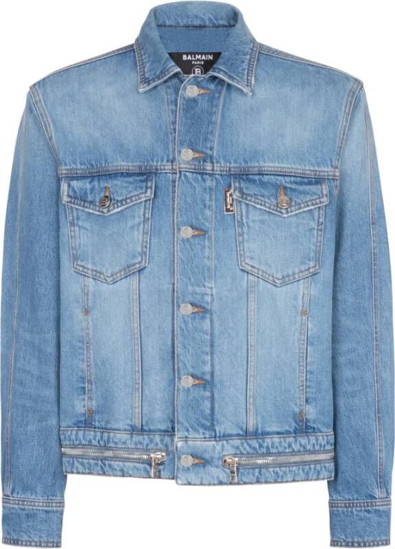 Balmain Denim jacket with zip fastening Blauw Heren