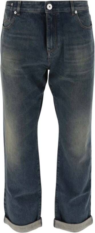 Balmain Denim Jeans met Omslag Gemaakt in Italië Blauw Heren