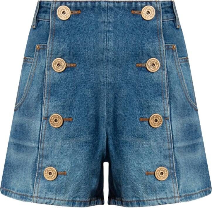 Balmain Denim shorts with buttons Blauw Dames
