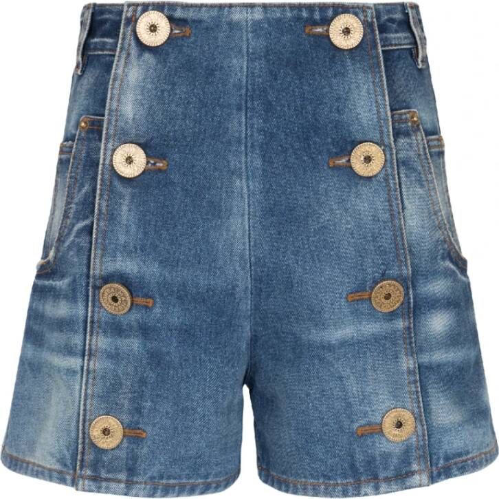 Balmain Denim shorts with buttons Blauw Dames