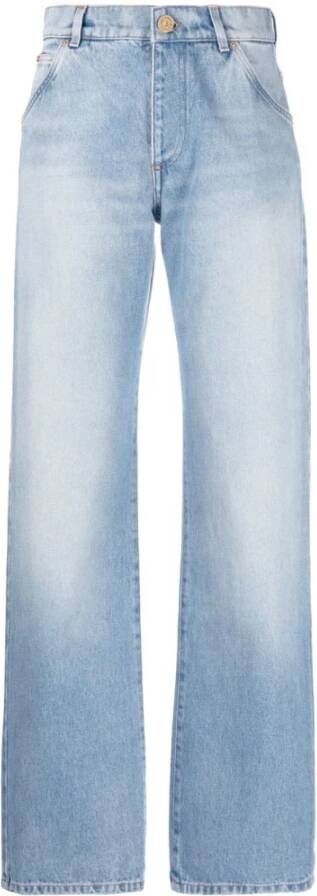 Balmain Designer Blauwe Straight-Leg Jeans Blauw Dames