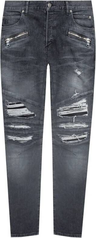 Balmain Distressed Skinny Grijze Jeans Grijs Heren