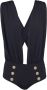 Balmain Draped swimsuit with embossed buttons Black Dames - Thumbnail 1
