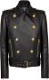 Balmain Double-breasted buttoned leather biker jacket Zwart Heren - Thumbnail 1