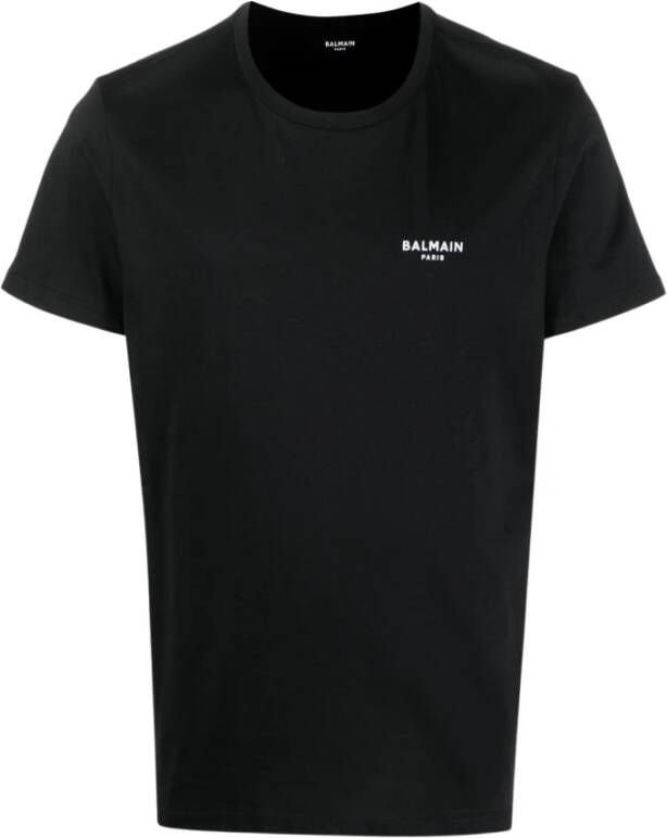 Balmain EAB Noir Flock T-Shirt Zwart Heren