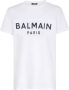 Balmain Eco-designed cotton T-shirt with flocked logo Wit Dames - Thumbnail 1