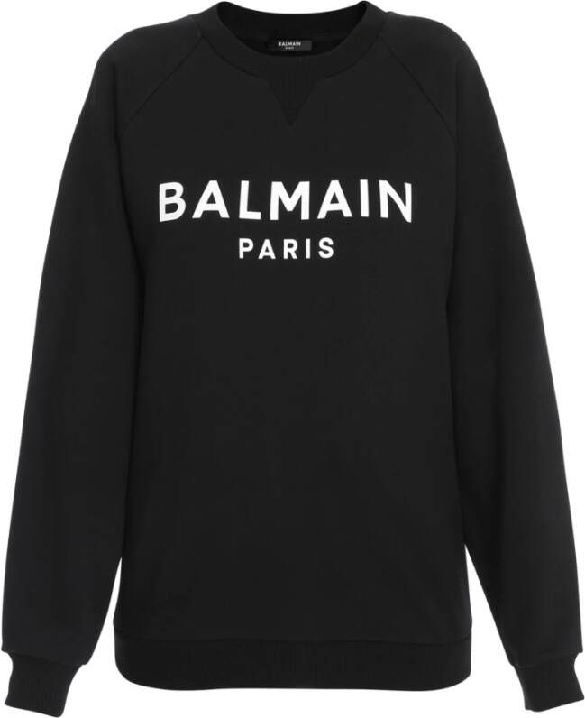Balmain Ecologisch ontworpen katoenen sweatshirt met logo-opdruk Black Dames
