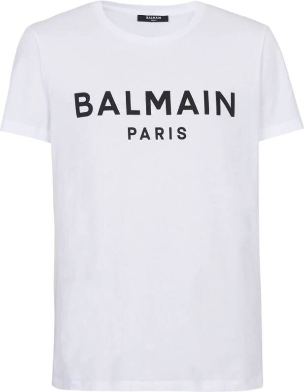 Balmain Ecologisch ontworpen katoenen T-shirt met Paris logo print White Heren