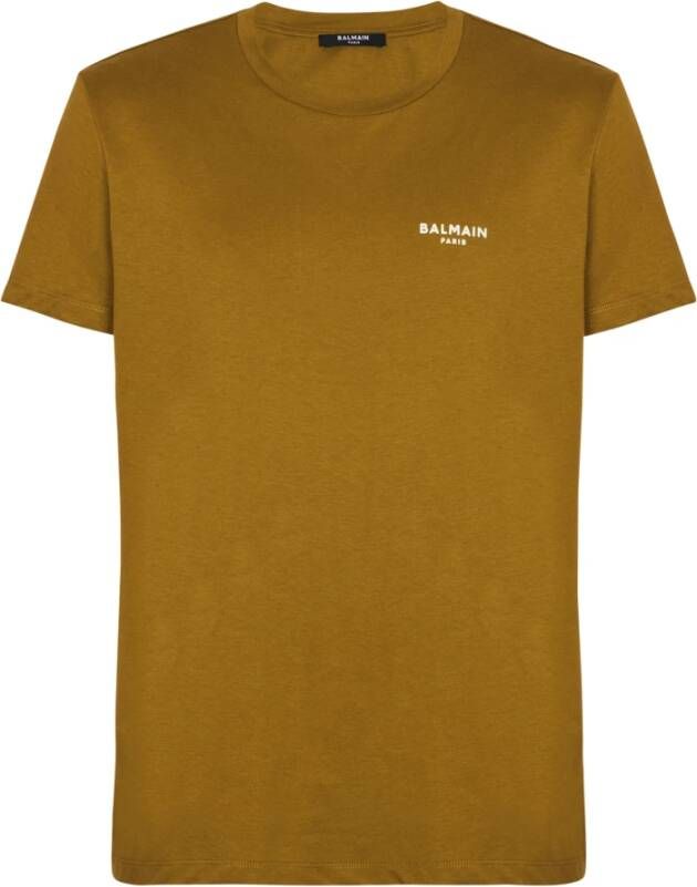 Balmain Eco-verantwoord katoenen T-shirt met logo print Green Heren