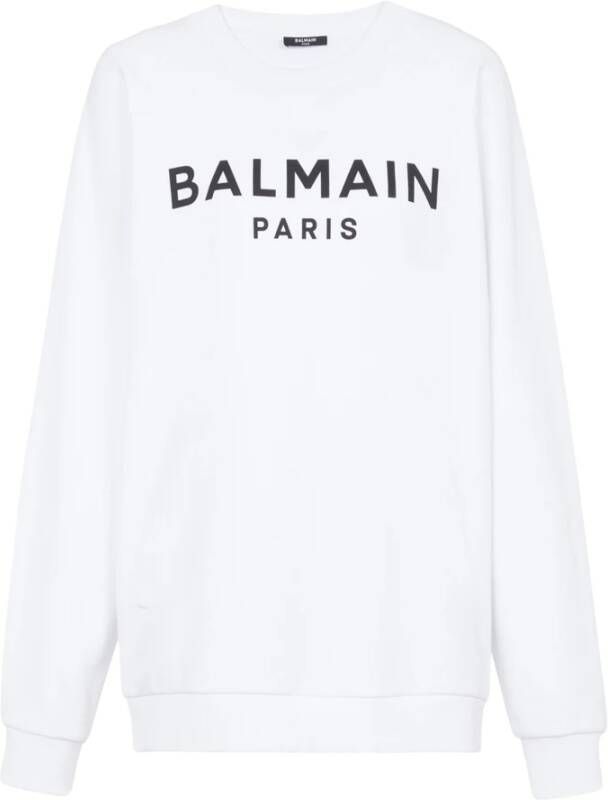 Balmain Ecologisch ontworpen katoenen sweatshirt met logo-print White Dames