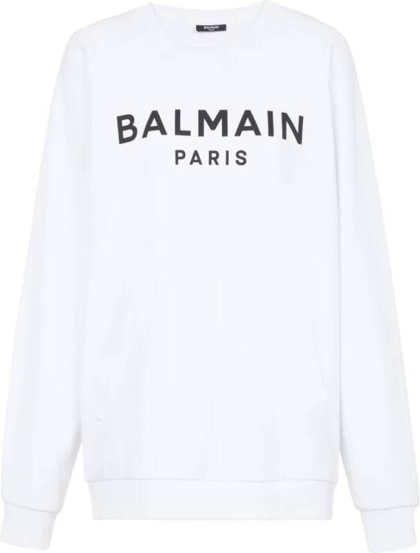 Balmain Ecologisch ontworpen katoenen sweatshirt met logoprint Wit Dames