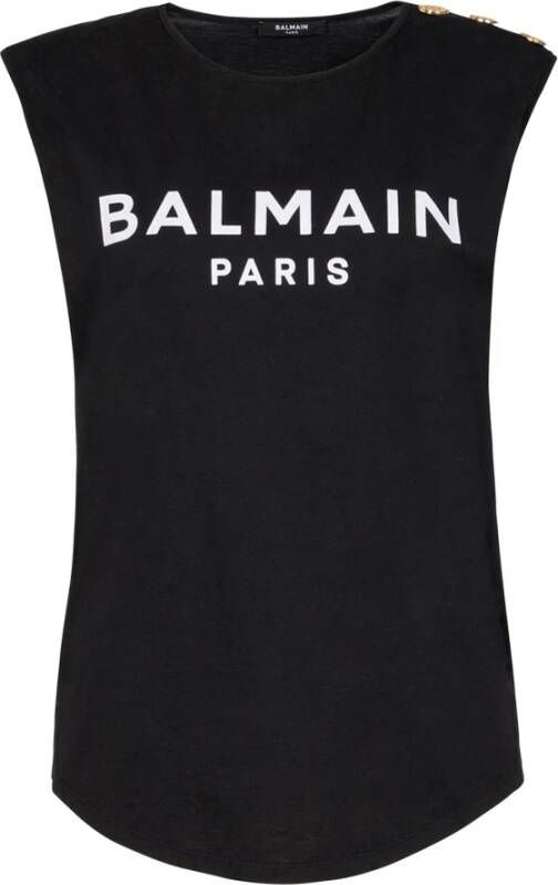Balmain Ecologisch ontworpen katoenen T-shirt met logo print Zwart Dames