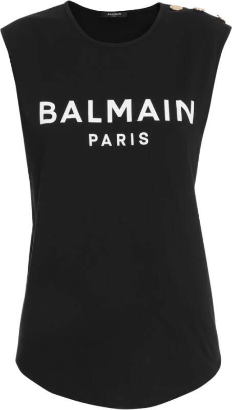 Balmain Ecologisch ontworpen katoenen T-shirt met logoprint Zwart Dames