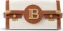 Balmain Ecru canvas B-Buzz 23 clutch with brown leather panels Beige Dames - Thumbnail 2