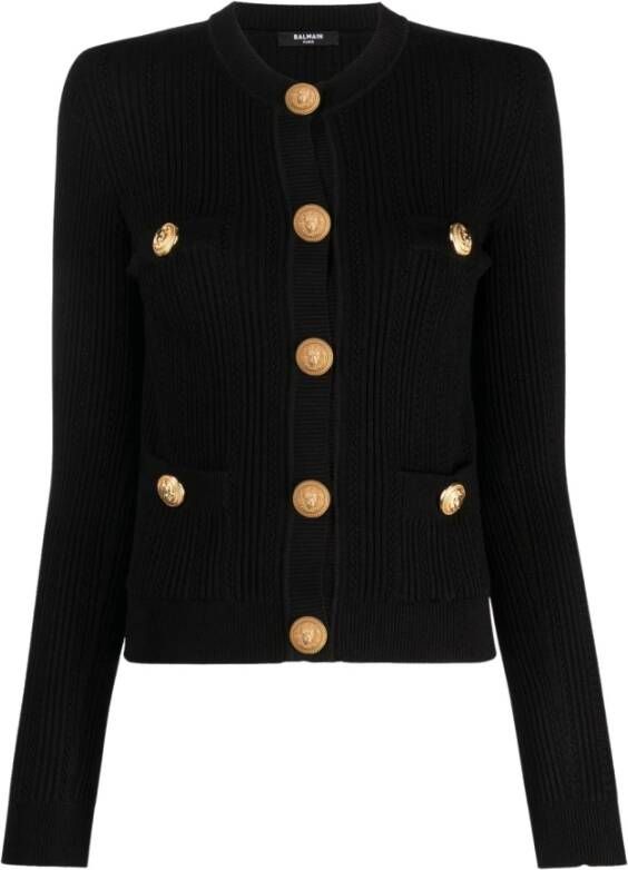 Balmain Elegante Noir Korte Cardigan Zwart Dames