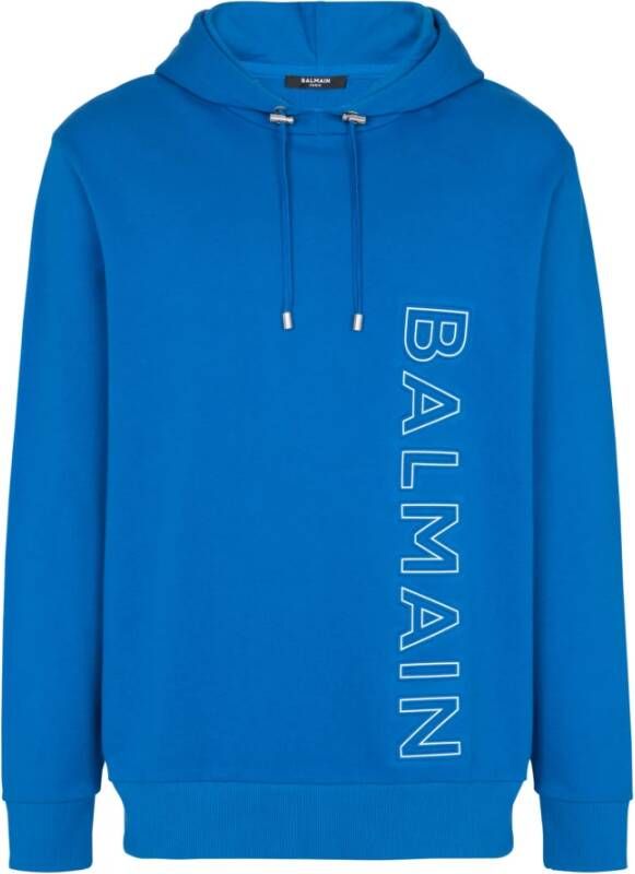 Balmain Embossed hooded sweatshirt Blauw Heren