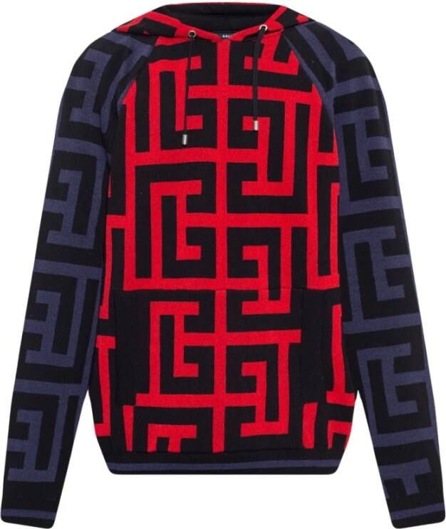Balmain Embroidered hoodie Rood Heren