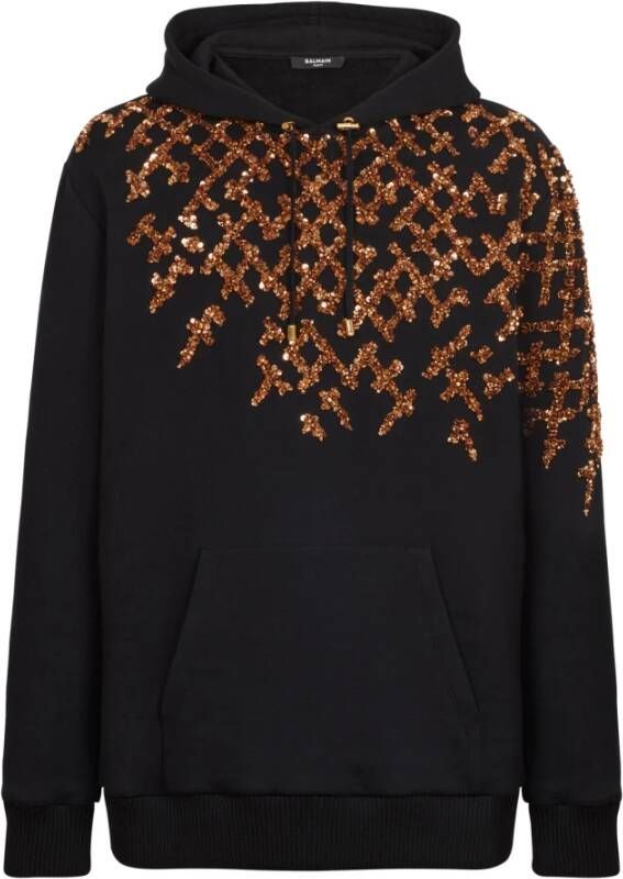 Balmain Embroidered hoodie Zwart Heren