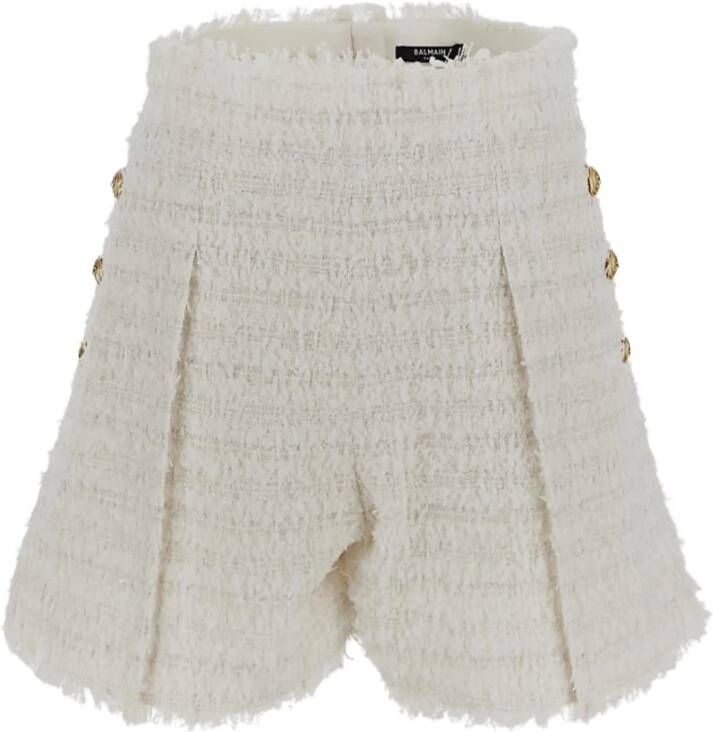 Balmain Flared Tweed Shorts Stijlvolle zomerse look White Dames