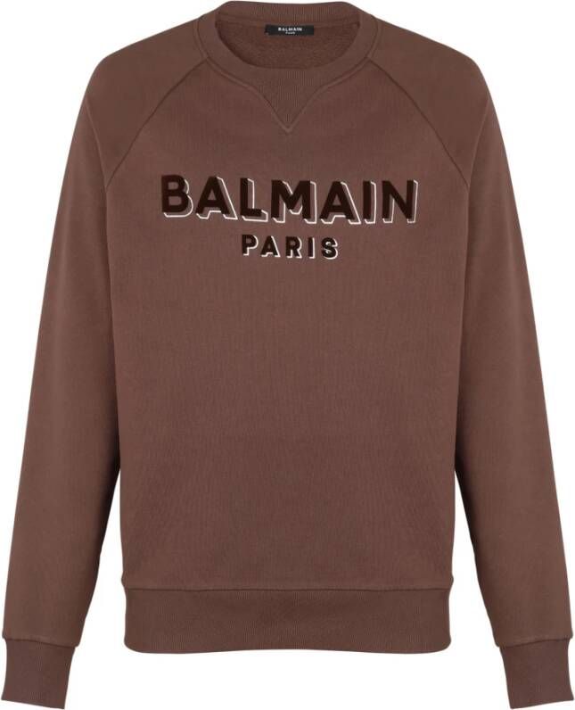 Balmain Flocked logo sweatshirt Bruin Heren