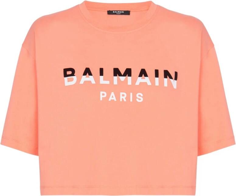 Balmain Cropped T-shirt Roze - Foto 1