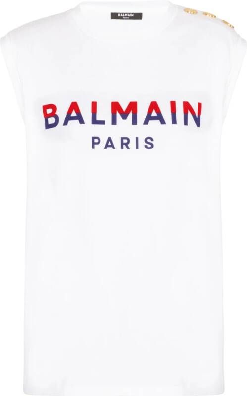 Balmain Flocked Paris T-shirt Wit Dames