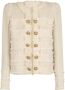 Balmain Geruite tweedjas met franjes Beige Dames - Thumbnail 1