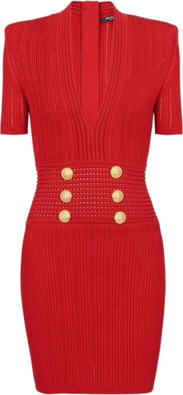 Balmain Gebreide jurk Rood Dames