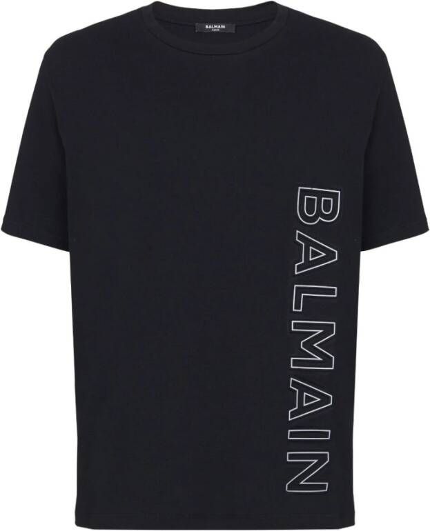 Balmain Geëmbosseerd Reflecterend T-Shirt Zwart Heren