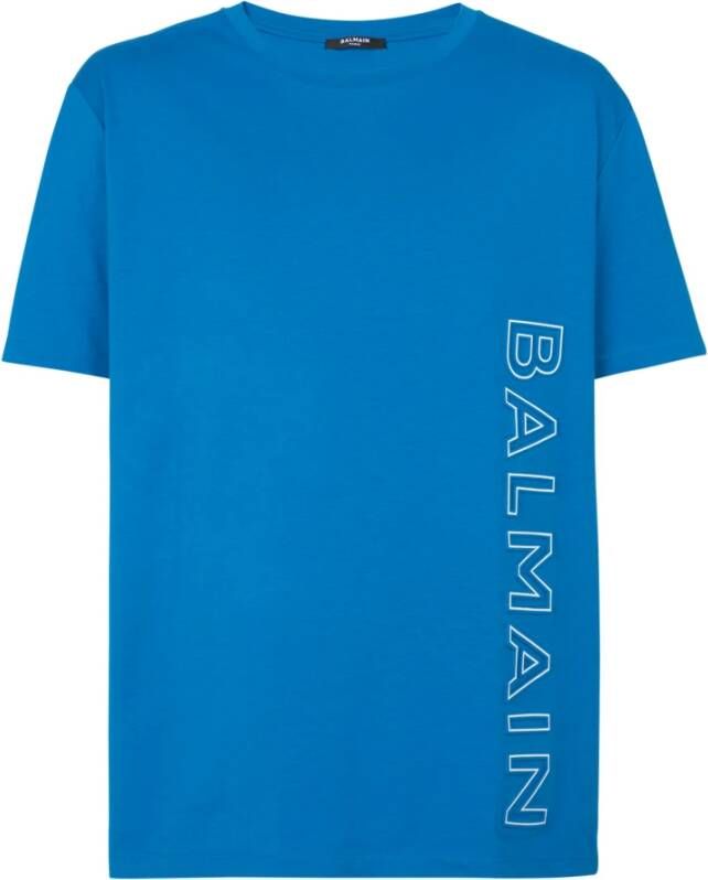 Balmain Geëmbosseerd T-shirt Blauw Heren