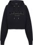 Balmain Geknipte katoenen sweatshirt met geflockt metallic logo Zwart Dames - Thumbnail 1