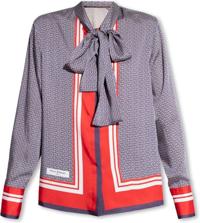 Balmain Blouse met monogram print Blauw - Foto 3