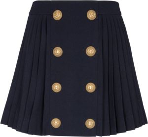 Balmain Pleated skirt with two rows of buttons Blauw Dames