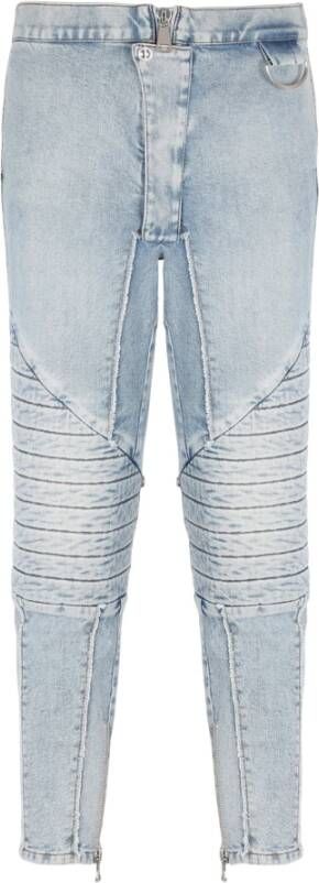 Balmain Geribbelde katoenen slim-fit jeans Blauw Heren