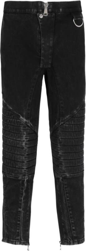 Balmain Geribbelde katoenen slim-fit jeans Zwart Heren
