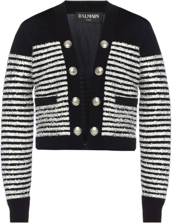 Balmain Gestreept gebreid vest Zwart Dames