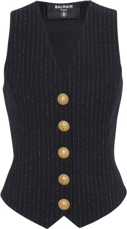 Balmain Gestreepte Mouwloze Top Blauw Dames