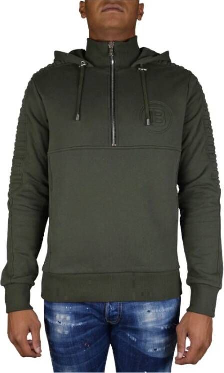 Balmain Gewatteerde Logo Hoodie voor Heren Groen Heren