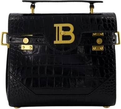 Balmain B-Buzz 23 bag in crocodile-print leather Zwart Dames