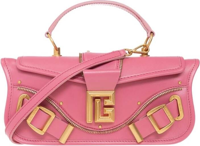 Balmain Blaze clutch bag in smooth leather Pink Dames