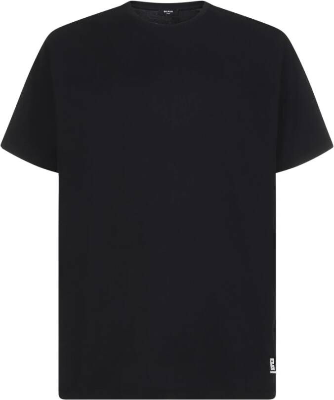 Balmain Heren Zwart Ss23 Logo Print T-Shirt Zwart Heren