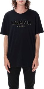 Balmain Heren Zwart Goud Logo T-Shirt Zwart Heren