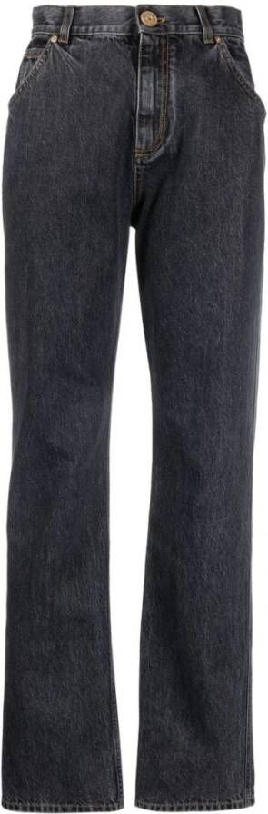 Balmain Hoge taille straight-leg jeans Zwart Dames